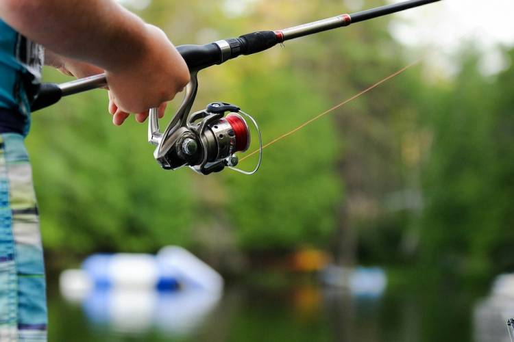 Close up of fishing rod