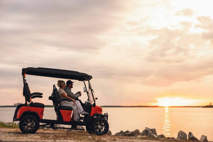 golf cart on the beach