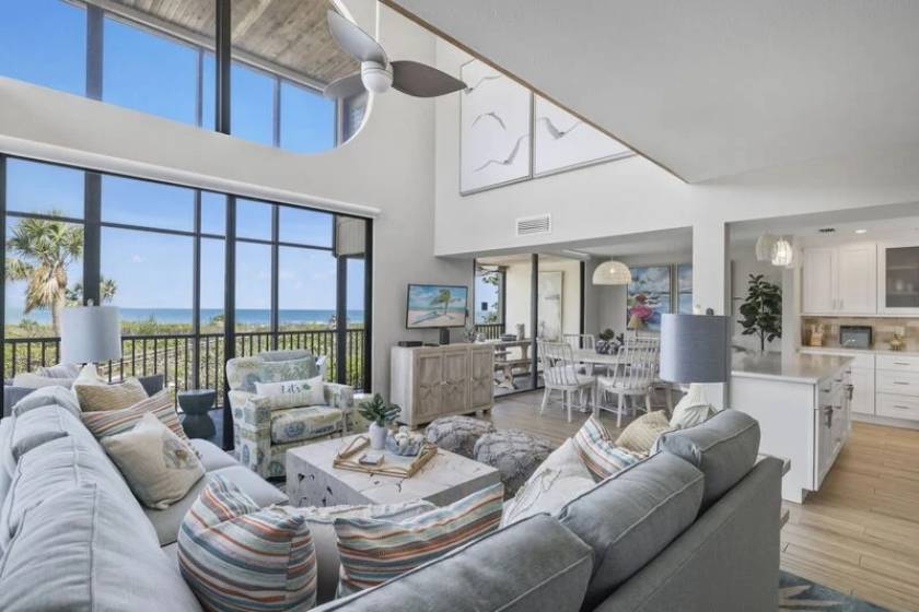 Inside a Sanibel Island vacation rental with Gulf views