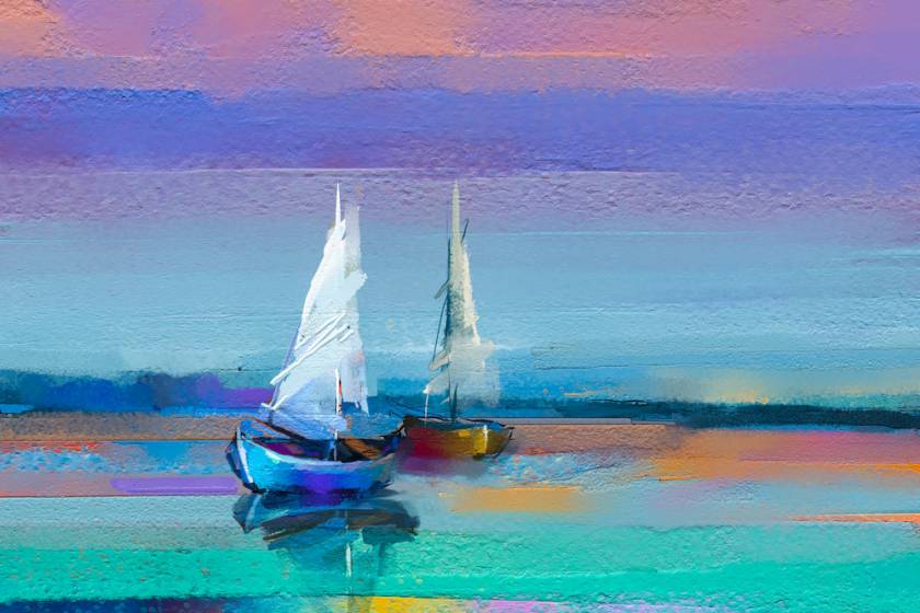 Painted picture of two sailboats