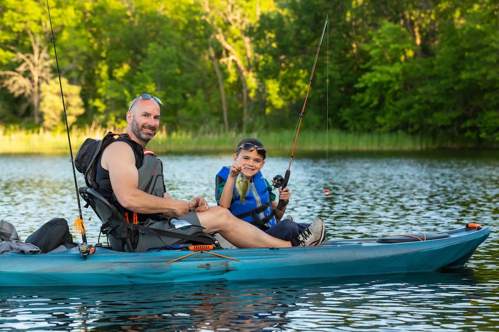 father and son fishing