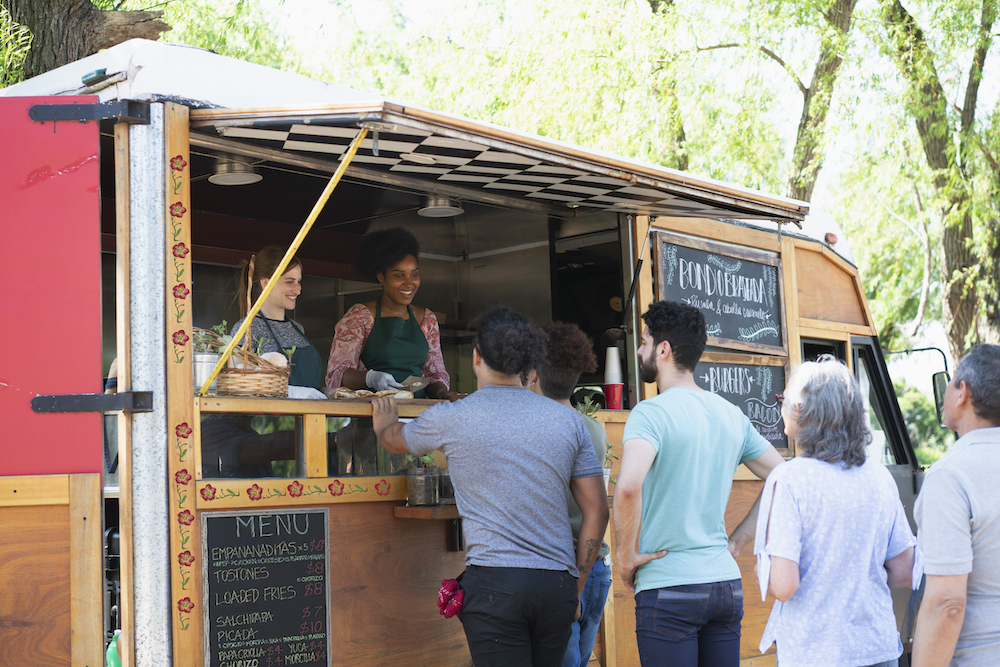 line of people at a food truck