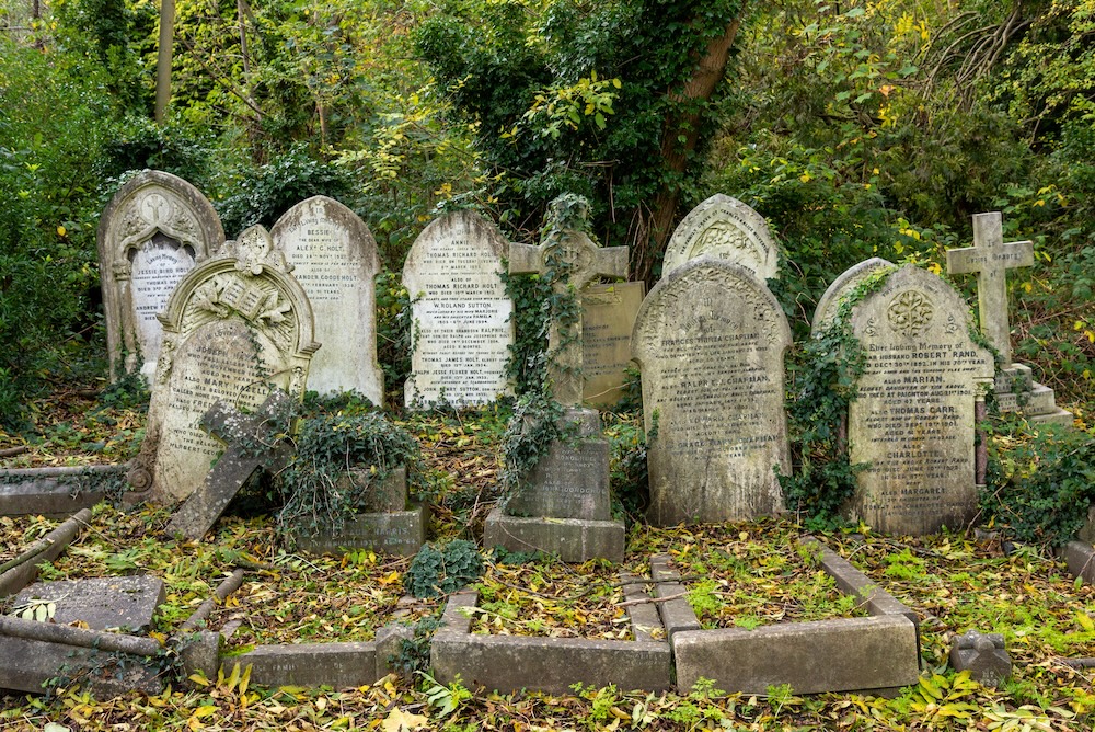 old tombstones in a cemetery
