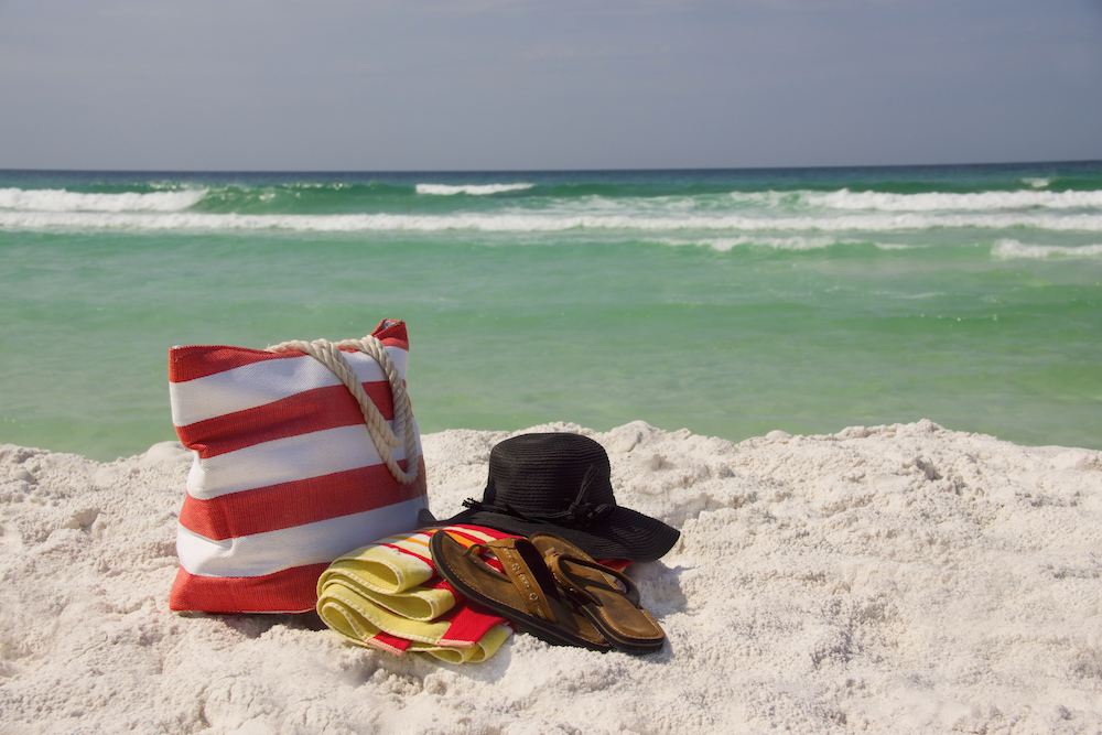 Beach Bag Hat Towel Sandals Horizon