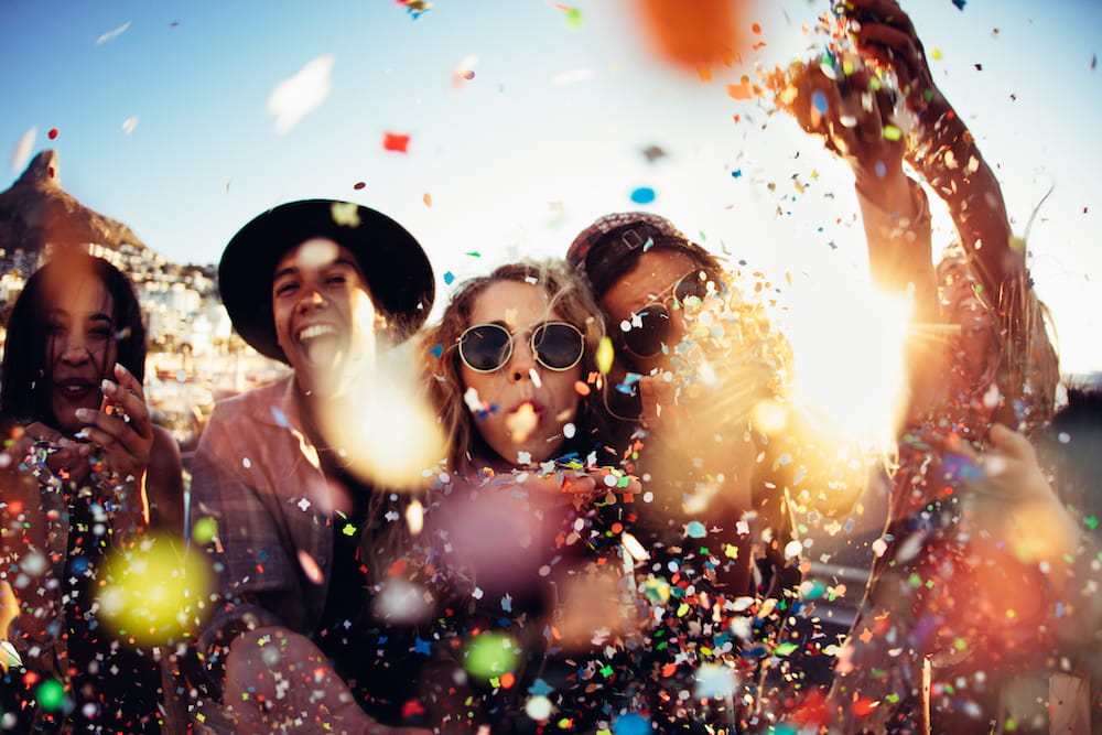young people at a party on the beach