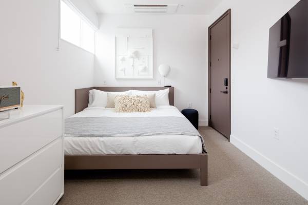 white studio suite with natural lighting
