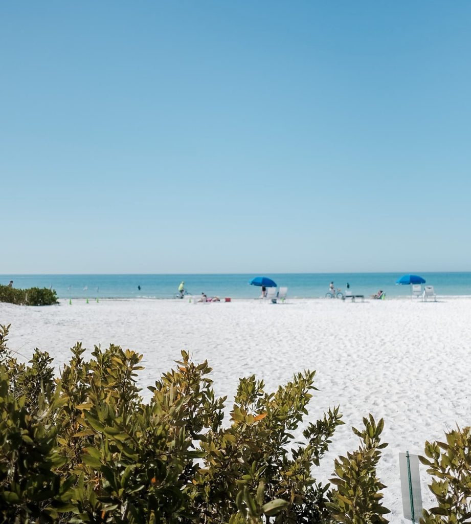 View of Crescent Beach in Siesta Key, Florida