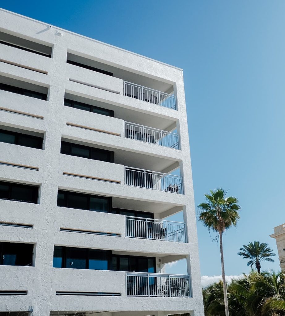 Exterior view of Siesta Sands condos in Siesta Key, Florida 
