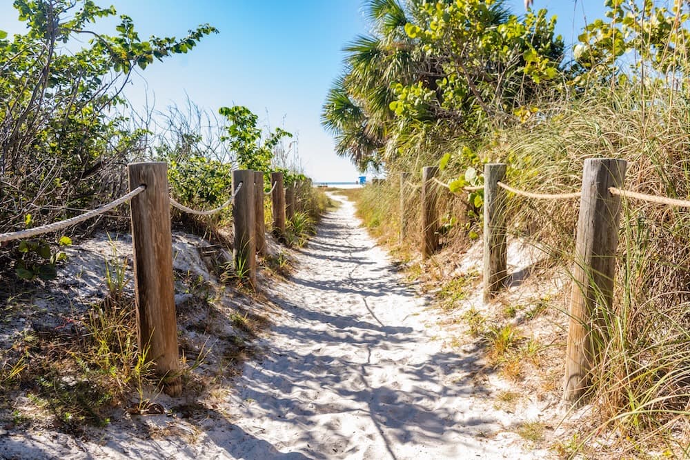 pathway to Crescent Beach in Siesta Key, FL