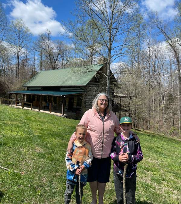 Jackie with her grandkids