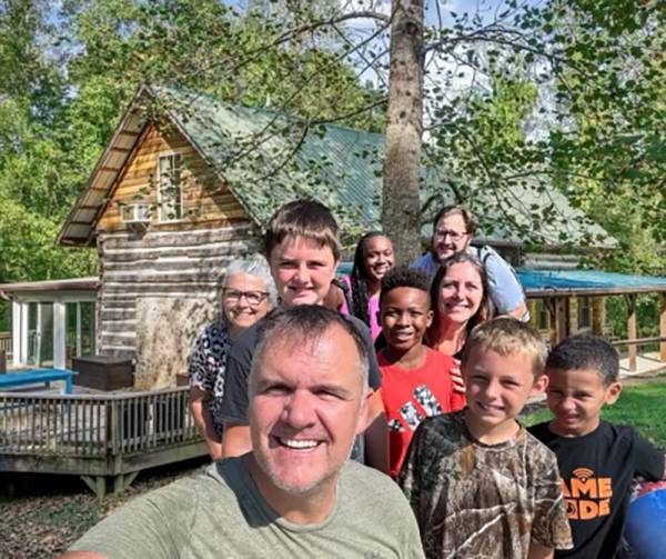Jackie (Back row, left) and her family at Hyland Woods