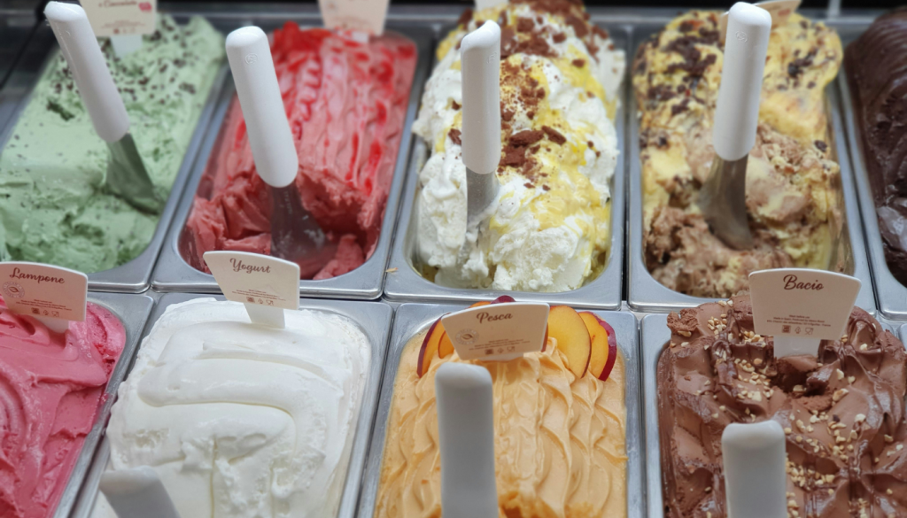 ice cream shop in gulf shores displaying different types of ice cream
