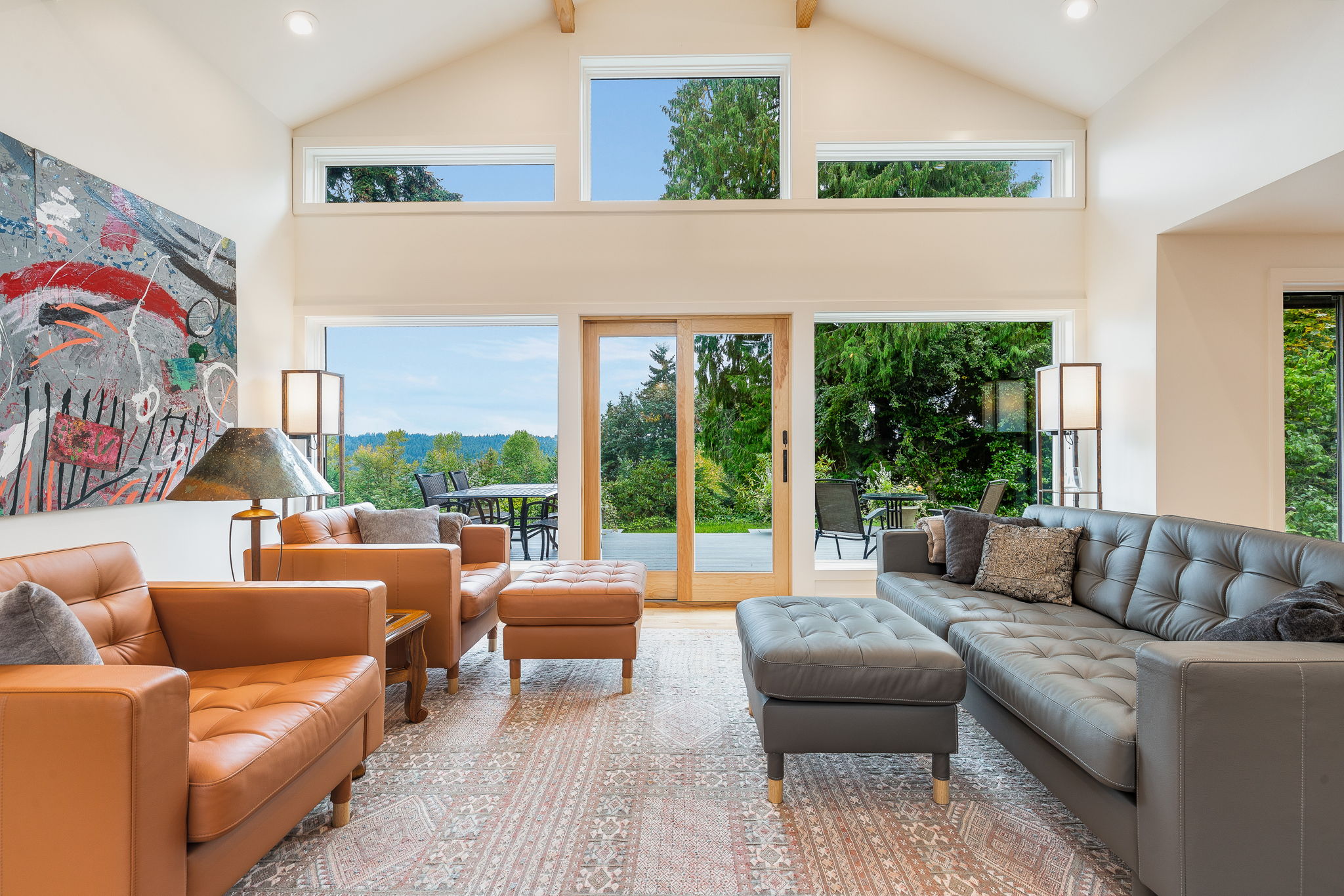 Vaulted living room in a Perch-managed home on the Eastside
