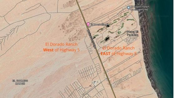 Rancho El Dorado San Felipe Baja México dividido por la Carretera 5