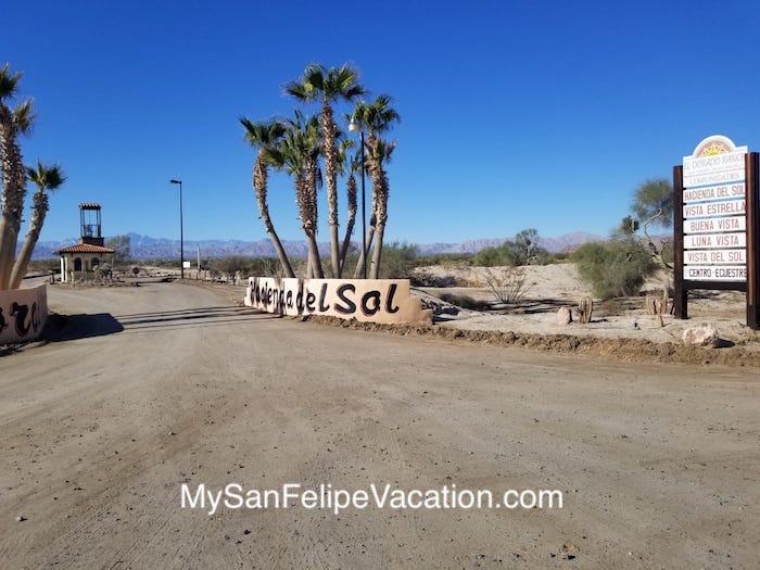 entrada de la hacienda del sol rancho el dorado san felipe méxico