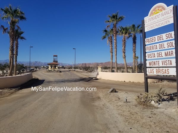 Entrada Paseo del Sol rancho el dorado San Felipe, Baja California, México