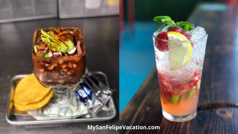 Cóctel de camarones en el restaurante Dos Mares San Felipe, México