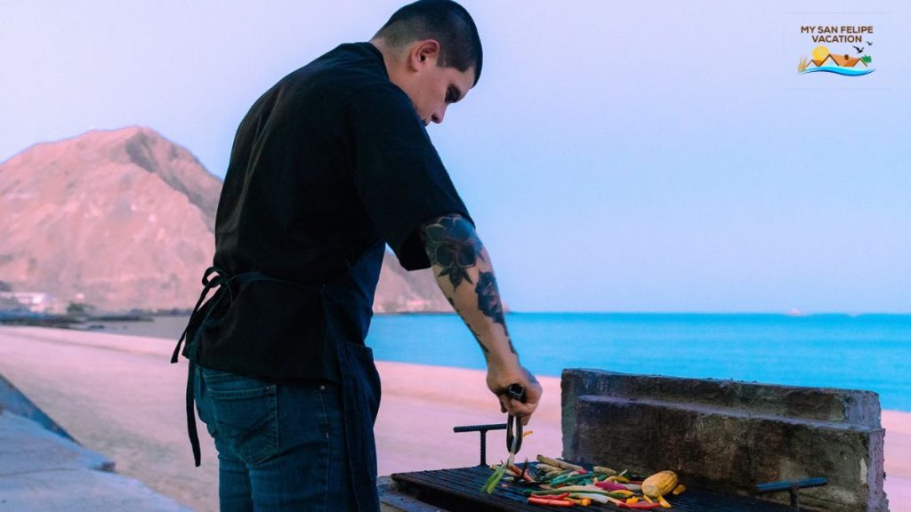 Chef Aaron Zanudo preparando deliciosas comidas para eventos privados en San Felipe