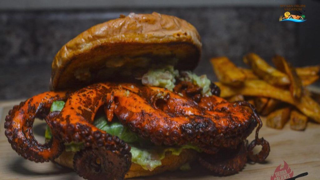 Hamburguesa de pulpo del Chef Aaron Zanudo - San Felipe, Baja California