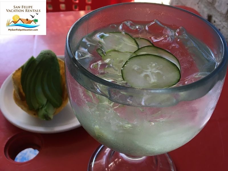 Restaurante Playa Azul San Felipe Agua de pepino y lima