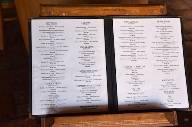Menú de Baja Mar Carta del restaurante Baja Mar