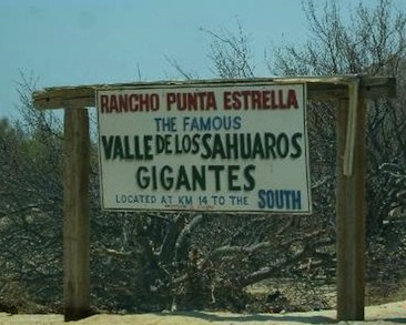 Letrero vial valle de los gigantes de San Felipe