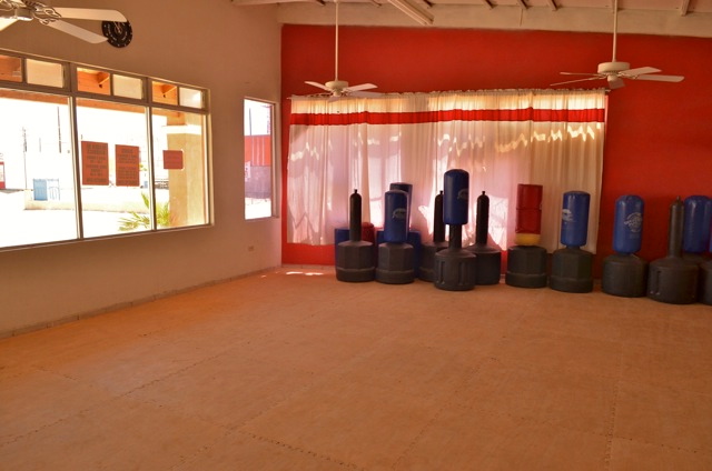 Sacos de boxeo de gimnasio en cuclillas 