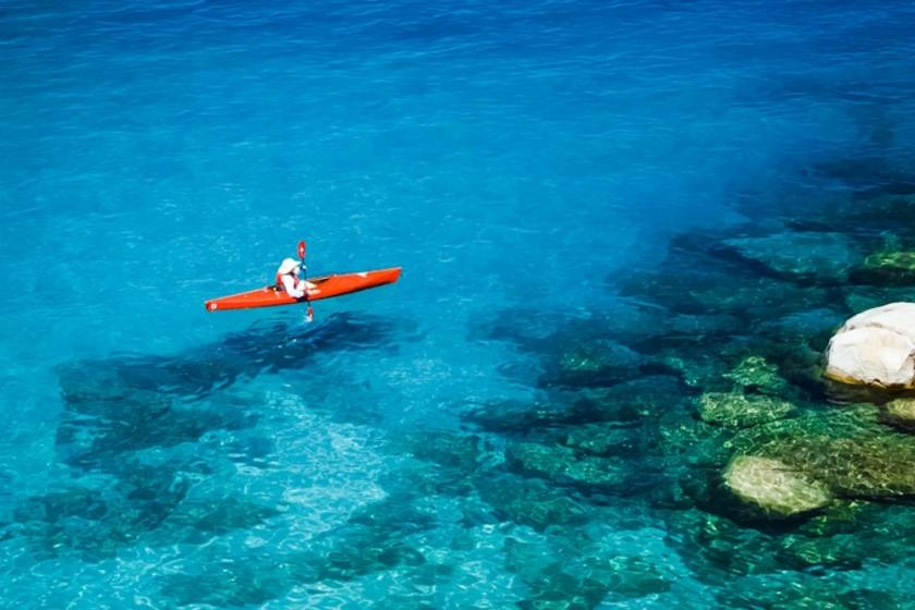 kayaker on lake tahoe