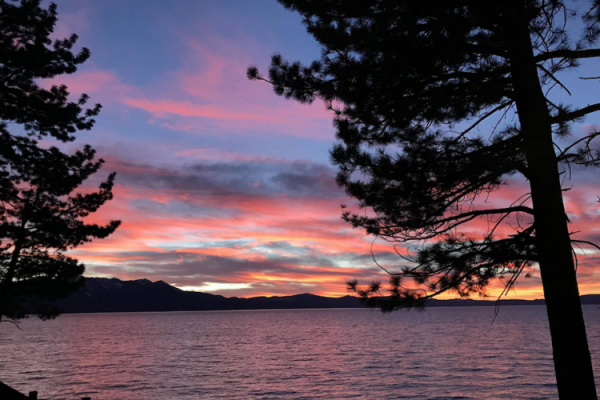 Sunset over lake at Sierra Shores