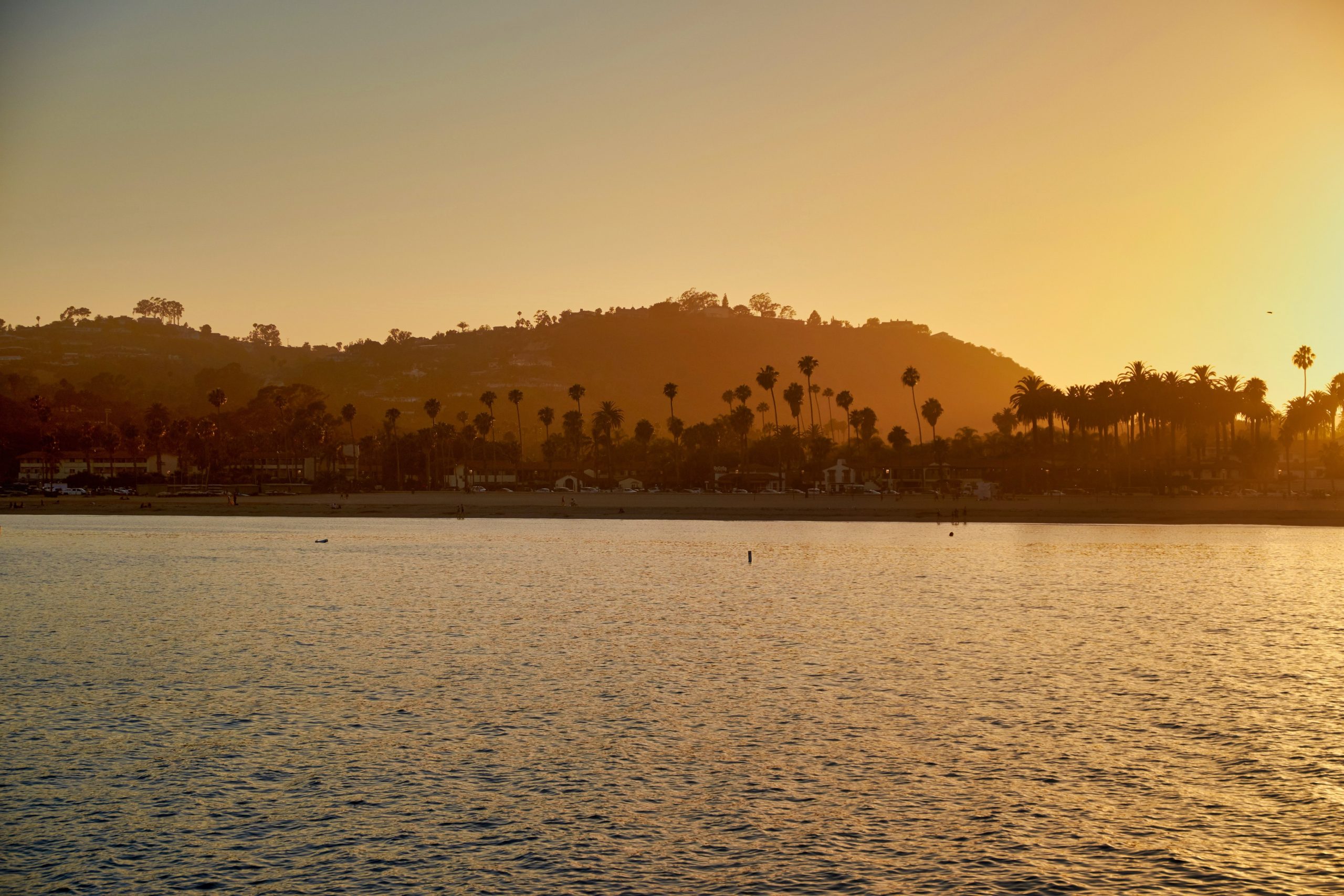 california shoreline at sunset