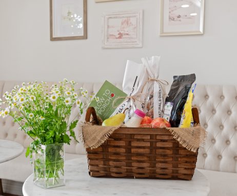 picnic basket filled with goods