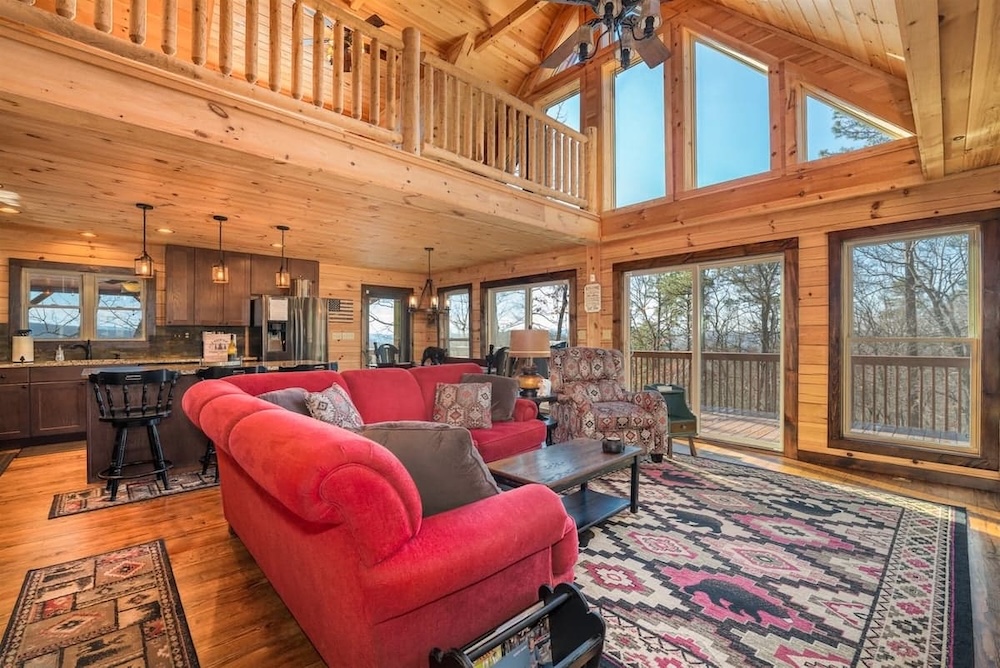 living room view of cabin in brevard nc